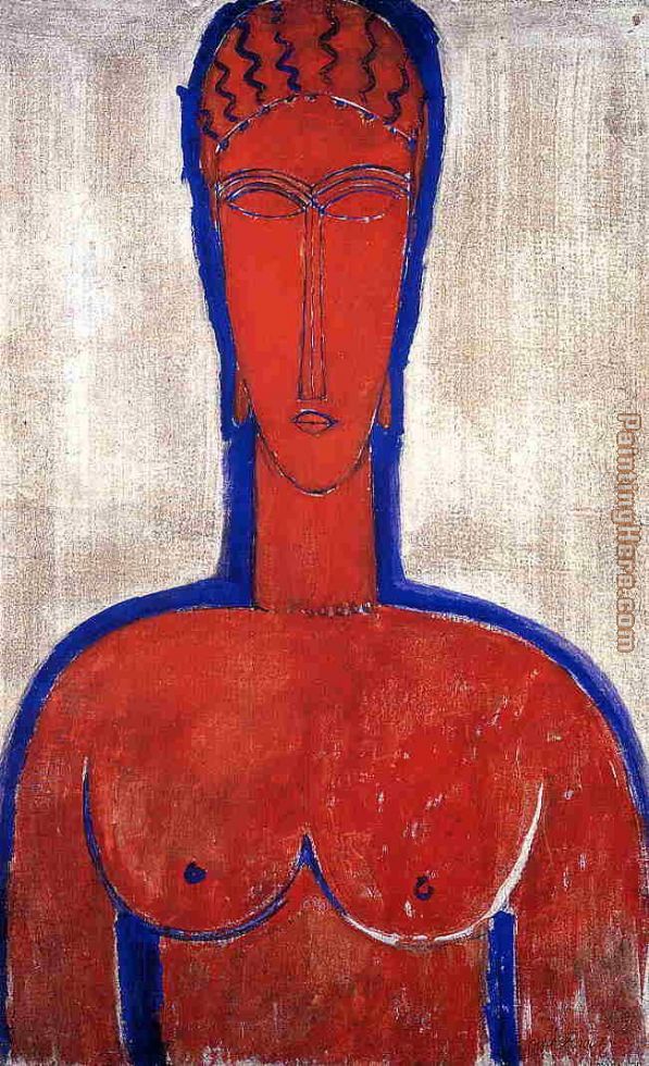 Big Red Bust painting - Amedeo Modigliani Big Red Bust art painting